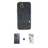 MARSİLYAN™- iPhone 12 Pro Kılıf Doruk Asil Koleksiyonu - Şeffaf Uv Polymer Nano Ekran Koruyucu + Neon Fosforlu Kamera Lens - BZ