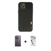 MARSİLYAN™- iPhone 12 Pro Kılıf Doruk Asil Koleksiyonu - Şeffaf Uv Polymer Nano Ekran Koruyucu + Neon Fosforlu Kamera Lens - BZ