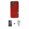 MARSİLYAN™- iPhone 12 Pro Kılıf Doruk Asil Koleksiyonu - Şeffaf Uv Polymer Nano Ekran Koruyucu + Neon Fosforlu Kamera Lens - MI