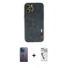 MARSİLYAN™- iPhone 12 Pro Kılıf Doruk Asil Koleksiyonu - Şeffaf Uv Polymer Nano Ekran Koruyucu + Neon Fosforlu Kamera Lens - MI