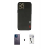 MARSİLYAN™- iPhone 12 Pro Kılıf Doruk Asil Koleksiyonu - Şeffaf Uv Polymer Nano Ekran Koruyucu + Neon Fosforlu Kamera Lens - MI