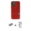 MARSİLYAN™- iPhone 12 Pro Kılıf Doruk Asil Koleksiyonu - Şeffaf Uv Polymer Nano Ekran Koruyucu + Renkli Kamera Lens Koruma Cam - PE