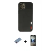 MARSİLYAN™- iPhone 12 Pro Kılıf Doruk Asil Koleksiyonu - Siyah 34D Hayalet Izgaralı Cam + Shine Kamera Lens Koruma Cam - PE