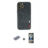 MARSİLYAN™- iPhone 12 Pro Kılıf Doruk Asil Koleksiyonu - Siyah 34D Hayalet Izgaralı Cam + Renkli Kamera Lens Koruma Cam - SI