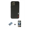 MARSİLYAN™- iPhone 12 Pro Kılıf Doruk Asil Koleksiyonu - Siyah 34D Hayalet Izgaralı Cam + Shine Kamera Lens Koruma Cam - GI