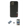 MARSİLYAN™- iPhone 12 Pro Kılıf Doruk Asil Koleksiyonu - Siyah 34D Hayalet Izgaralı Cam + Shine Kamera Lens Koruma Cam - SH
