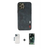 MARSİLYAN™- iPhone 12 Pro Kılıf Doruk Asil Koleksiyonu - Siyah 360 Mat Full Body Arka Koruyucu + Shine Kamera Lens - MI