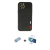 MARSİLYAN™- iPhone 12 Pro Kılıf Doruk Asil Koleksiyonu - Siyah 3D Antistatik Cam Ekran Koruyucu + Shine Kamera Lens Koruma Cam - MI