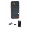 MARSİLYAN™- iPhone 12 Pro Kılıf Doruk Asil Koleksiyonu - Siyah 3D Antistatik Hayalet Cam Ekran Koruyucu + Renkli Kamera Lens Koruma Cam - PE
