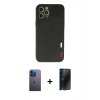 MARSİLYAN™- iPhone 12 Pro Kılıf Doruk Asil Koleksiyonu - Siyah 3D Antistatik Hayalet Cam Ekran Koruyucu + Neon Fosforlu Kamera Lens - MI
