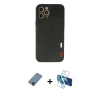 MARSİLYAN™- iPhone 12 Pro Kılıf Doruk Asil Koleksiyonu - Siyah 3D Antistatik Seramik Nano Ekran Koruyucu + Metal Kamera Lens Koruma Cam - MI