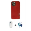 MARSİLYAN™- iPhone 12 Pro Kılıf Doruk Asil Koleksiyonu - Siyah 3D Antistatik Seramik Nano Ekran Koruyucu + Shine Kamera Lens - MI