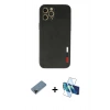 MARSİLYAN™- iPhone 12 Pro Kılıf Doruk Asil Koleksiyonu - Siyah 3D Antistatik Seramik Nano Ekran Koruyucu + Shine Kamera Lens Koruma Cam - SH