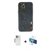 MARSİLYAN™- iPhone 12 Pro Kılıf Doruk Asil Koleksiyonu - Siyah 3D Antistatik Seramik Nano Ekran Koruyucu + Shine Kamera Lens - MI