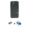 MARSİLYAN™- iPhone 12 Pro Kılıf Doruk Asil Koleksiyonu - Siyah 3D Antistatik Seramik Nano Ekran Koruyucu + Renkli Kamera Lens Koruma Cam - YL