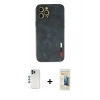 MARSİLYAN™- iPhone 12 Pro Kılıf Doruk Asil Koleksiyonu - Siyah 6D Mat Seramik Hayalet Nano Ekran Koruyucu + Shine Kamera Lens - MI