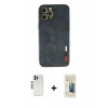 MARSİLYAN™- iPhone 12 Pro Kılıf Doruk Asil Koleksiyonu - Siyah 6D Mat Seramik Hayalet Nano Ekran Koruyucu + Shine Kamera Lens - GS