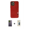 MARSİLYAN™- iPhone 12 Pro Kılıf Doruk Asil Koleksiyonu - Siyah 6D Mat Seramik Hayalet Nano Ekran Koruyucu + Neon Fosforlu Kamera Lens - YL