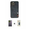 MARSİLYAN™- iPhone 12 Pro Kılıf Doruk Asil Koleksiyonu - Siyah 6D Mat Seramik Hayalet Nano Ekran Koruyucu + Neon Fosforlu Kamera Lens - YL