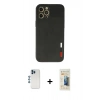 MARSİLYAN™- iPhone 12 Pro Kılıf Doruk Asil Koleksiyonu - Siyah 6D Mat Seramik Hayalet Nano Ekran Koruyucu + Shine Kamera Lens - MI