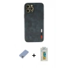 MARSİLYAN™- iPhone 12 Pro Kılıf Doruk Asil Koleksiyonu - Siyah Polymer Nano Ekran Koruyucu + Metal Kamera Lens Koruma Cam - KUYL