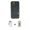 MARSİLYAN™- iPhone 12 Pro Kılıf Doruk Asil Koleksiyonu - Siyah Polymer Nano Ekran Koruyucu + Shine Kamera Lens - MI