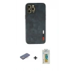 MARSİLYAN™- iPhone 12 Pro Kılıf Doruk Asil Koleksiyonu - Siyah Polymer Nano Ekran Koruyucu + Renkli Kamera Lens Koruma Cam - MI