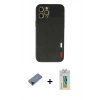 MARSİLYAN™- iPhone 12 Pro Kılıf Doruk Asil Koleksiyonu - Siyah Polymer Nano Ekran Koruyucu + Shine Kamera Lens Koruma Cam - SH