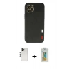 MARSİLYAN™- iPhone 12 Pro Kılıf Doruk Asil Koleksiyonu - Siyah Polymer Nano Ekran Koruyucu + Shine Kamera Lens - GS