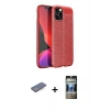 MARSİLYAN™- iPhone 12 Pro Kılıf Doruk Klasik Özel Seri - Siyah 34D Hayalet Izgaralı Cam + Renkli Kamera Lens Koruma Cam - MI