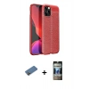 MARSİLYAN™- iPhone 12 Pro Kılıf Doruk Klasik Özel Seri - Siyah 34D Hayalet Izgaralı Cam + Shine Kamera Lens Koruma Cam - GD
