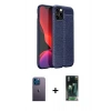 MARSİLYAN™- iPhone 12 Pro Kılıf Doruk Klasik Özel Seri - Siyah 360 Mat Full Body Arka Koruyucu + Neon Fosforlu Kamera Lens - MI