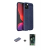 MARSİLYAN™- iPhone 12 Pro Kılıf Doruk Klasik Özel Seri - Siyah 360 Mat Full Body Arka Koruyucu + Renkli Kamera Lens Koruma Cam - PE