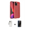 MARSİLYAN™- iPhone 12 Pro Kılıf Doruk Klasik Özel Seri - Siyah 3D Antistatik Hayalet Cam Ekran Koruyucu + Shine Kamera Lens - GS