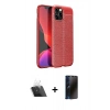 MARSİLYAN™- iPhone 12 Pro Kılıf Doruk Klasik Özel Seri - Siyah 3D Antistatik Hayalet Cam Ekran Koruyucu + Kamera Lens Koruma Cam - SF