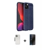 MARSİLYAN™- iPhone 12 Pro Kılıf Doruk Klasik Özel Seri - Siyah 3D Antistatik Hayalet Cam Ekran Koruyucu + Shine Kamera Lens - GS