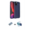 MARSİLYAN™- iPhone 12 Pro Kılıf Doruk Klasik Özel Seri - Siyah 3D Antistatik Seramik Nano Ekran Koruyucu + Shine Kamera Lens Koruma Cam - GS