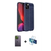 MARSİLYAN™- iPhone 12 Pro Kılıf Doruk Klasik Özel Seri - Siyah 3D Antistatik Seramik Nano Ekran Koruyucu + Neon Fosforlu Kamera Lens - YL
