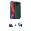 MARSİLYAN™- iPhone 12 Pro Kılıf Doruk Klasik Özel Seri - Siyah 3D Antistatik Seramik Nano Ekran Koruyucu + Kamera Lens Koruma Cam - SF