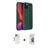 MARSİLYAN™- iPhone 12 Pro Kılıf Doruk Klasik Özel Seri - Siyah 6D Mat Seramik Hayalet Nano Ekran Koruyucu + Shine Kamera Lens - MI