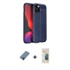MARSİLYAN™- iPhone 12 Pro Kılıf Doruk Klasik Özel Seri - Siyah 6D Mat Seramik Hayalet Nano Ekran Koruyucu + Metal Kamera Lens Koruma Cam - MI