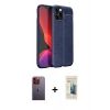 MARSİLYAN™- iPhone 12 Pro Kılıf Doruk Klasik Özel Seri - Siyah 6D Mat Seramik Hayalet Nano Ekran Koruyucu + Neon Fosforlu Kamera Lens - TU