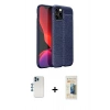 MARSİLYAN™- iPhone 12 Pro Kılıf Doruk Klasik Özel Seri - Siyah 6D Mat Seramik Hayalet Nano Ekran Koruyucu + Shine Kamera Lens - MI