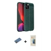 MARSİLYAN™- iPhone 12 Pro Kılıf Doruk Klasik Özel Seri - Siyah 6D Mat Seramik Hayalet Nano Ekran Koruyucu + Shine Kamera Lens Koruma Cam - GD
