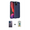 MARSİLYAN™- iPhone 12 Pro Kılıf Doruk Klasik Özel Seri - Siyah Polymer Nano Ekran Koruyucu + Neon Fosforlu Kamera Lens - MI