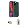 MARSİLYAN™- iPhone 12 Pro Kılıf Doruk Klasik Özel Seri - Siyah Polymer Nano Ekran Koruyucu + Rainbow Kamera Lens Koruma Cam - GD