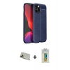 MARSİLYAN™- iPhone 12 Pro Kılıf Doruk Klasik Özel Seri - Siyah Polymer Nano Ekran Koruyucu + Rainbow Kamera Lens Koruma Cam - GD