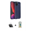 MARSİLYAN™- iPhone 12 Pro Kılıf Doruk Klasik Özel Seri - Siyah Polymer Nano Ekran Koruyucu + Şeffaf Kamera Lens Koruma Cam