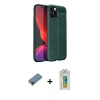 MARSİLYAN™- iPhone 12 Pro Kılıf Doruk Klasik Özel Seri - Siyah Polymer Nano Ekran Koruyucu + Shine Kamera Lens Koruma Cam - SH