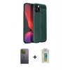 MARSİLYAN™- iPhone 12 Pro Kılıf Doruk Klasik Özel Seri - Siyah Polymer Nano Ekran Koruyucu + Neon Fosforlu Kamera Lens - YL